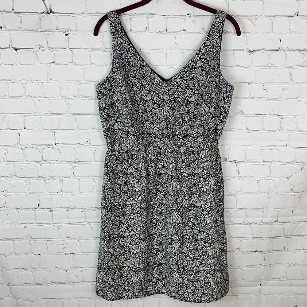 Loft Black and White Floral Dress